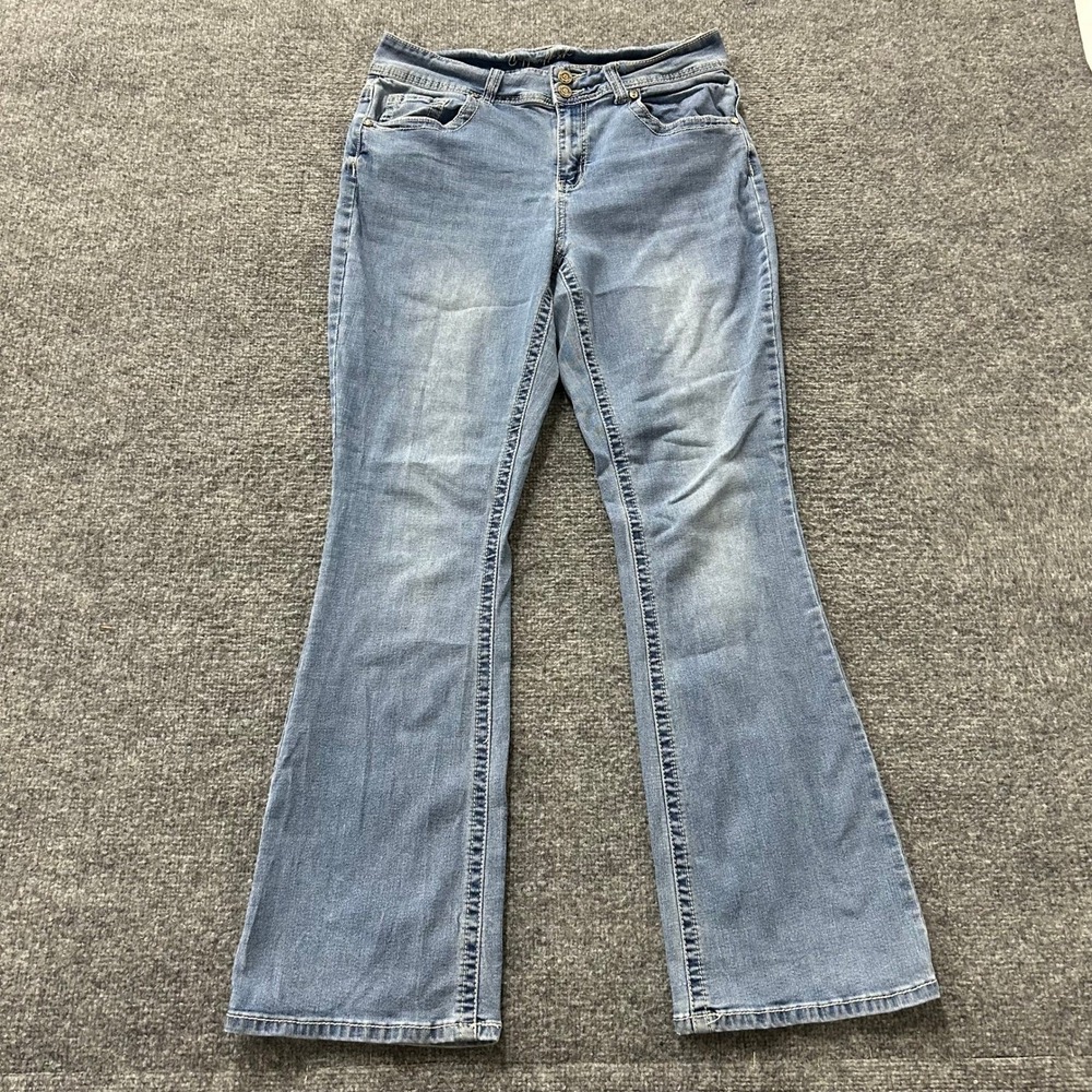 Common Genes Jeans Womens Size 12 Light Wash Curvy Slim Boot Embroidered Stretch
